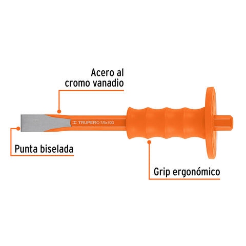 Cincel de corte frío 7/8 x 10' con grip, Truper | C-7/8X10G | 12274