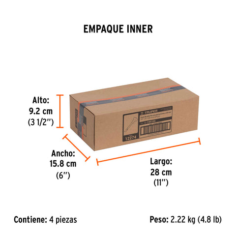 Cincel de corte frío 7/8 x 10' con grip, Truper | C-7/8X10G | 12274