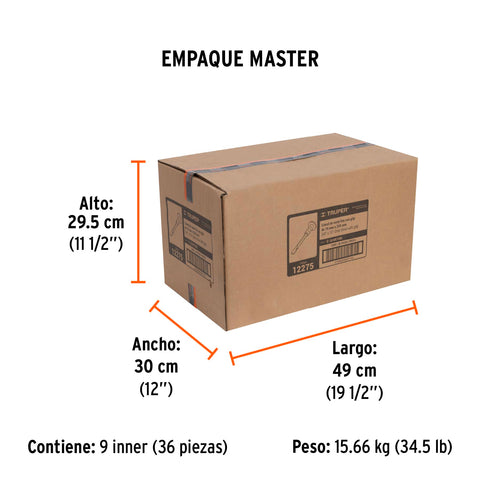 Cincel de corte frío 3/4 x 10' con grip, Truper | C-3/4X10G | 12275