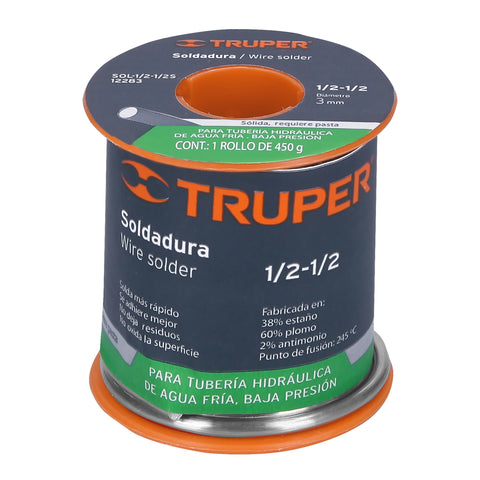Soldadura sólida 1/2-1/2 para tubería de baja presión, 450 g | SOL-1/2-1/2S | 12283