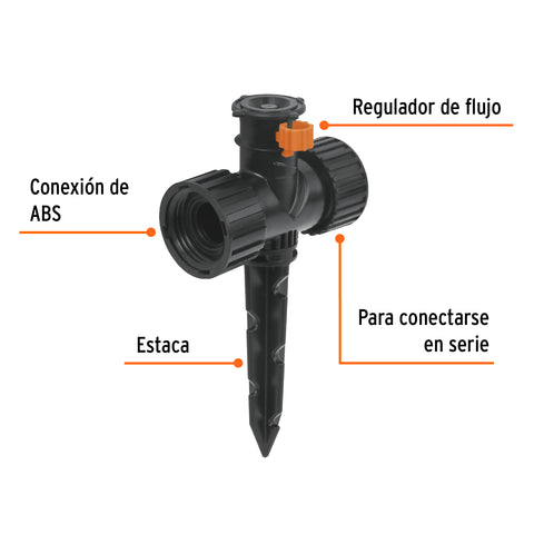 Mini aspersor plástico, dos vias, irrigacion 360°, TRUPER | ASMI-360 | 12297