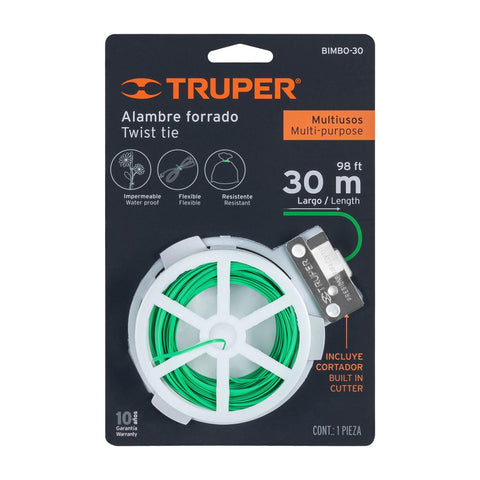 Carrete con 30 m de alambre forrado multiusos, Truper | BIMBO-30 | 12322