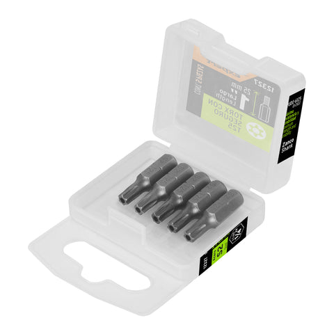 Estuche con 5 puntas torx T25 con seguro largo 1', Expert | PUDE-6125 | 12327