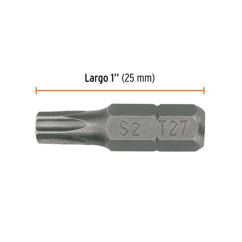 Estuche con 5 puntas torx T27 con seguro largo 1', Expert | PUDE-6127 | 12328