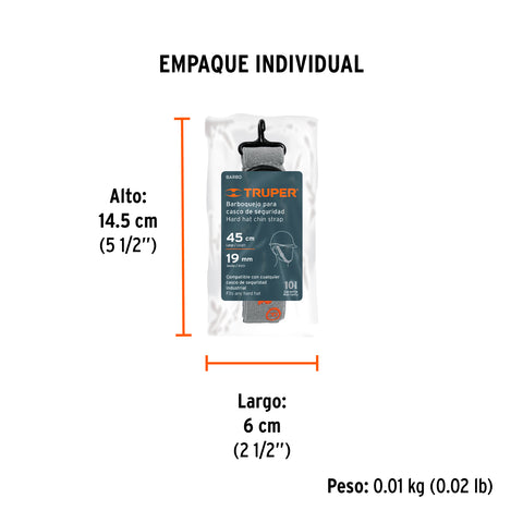 Barboquejo para casco de seguridad industrial, Truper | BARBO | 12337