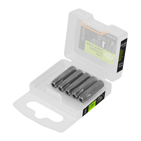 Estuche con 5 puntas torx T40 con seguro largo 1', Expert | PUDE-6140 | 12354