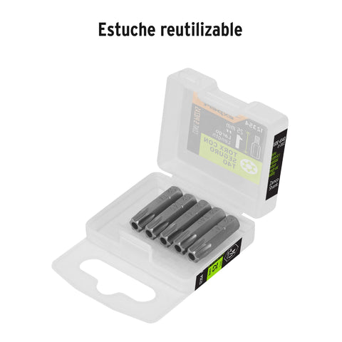 Estuche con 5 puntas torx T40 con seguro largo 1', Expert | PUDE-6140 | 12354