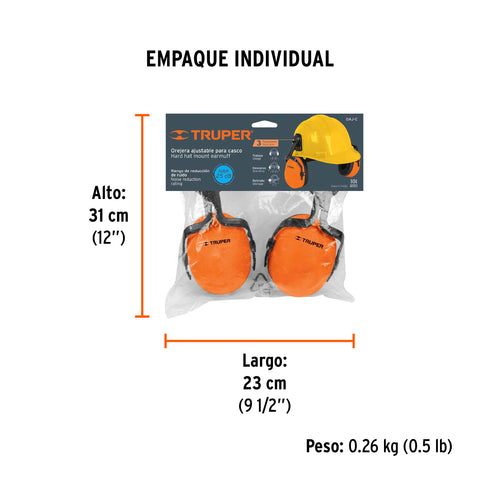 Orejera ajustable para casco, Truper | OAJ-C | 12356