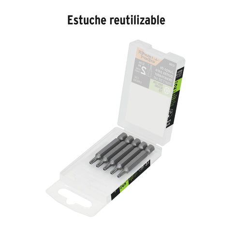 Estuche con 5 puntas torx T15 con seguro largo 2', Expert | PUDE-6215 | 12358