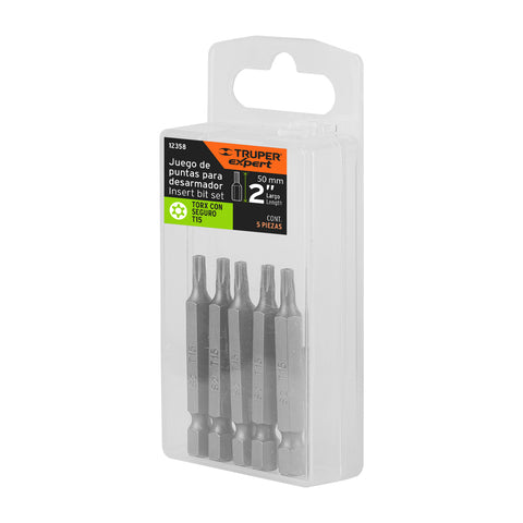 Estuche con 5 puntas torx T15 con seguro largo 2', Expert | PUDE-6215 | 12358