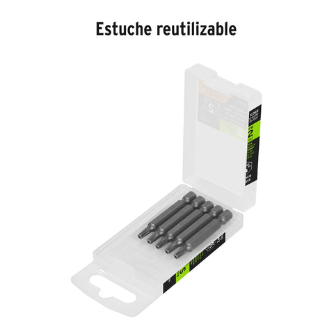 Estuche con 5 puntas torx T20 con seguro largo 2', Expert | PUDE-6220 | 12360
