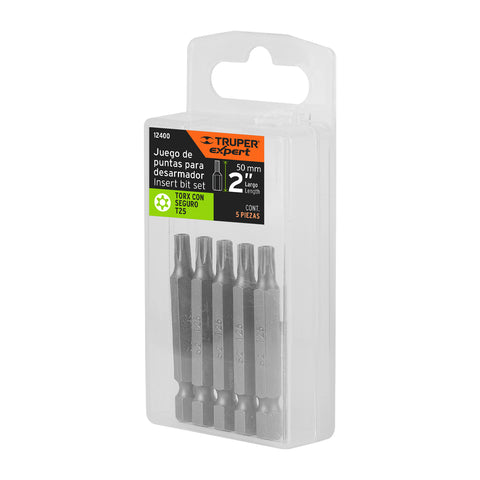 Estuche con 5 puntas torx T25 con seguro largo 2', Expert | PUDE-6225 | 12400