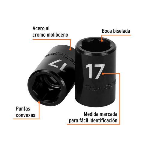 Dado cuadro 1/2' de impacto 6 puntas de 17 mm, Truper | D-7417-M | 12417