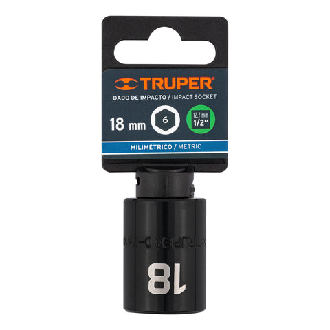 Dado cuadro 1/2' de impacto 6 puntas de 18 mm, Truper | D-7418-M | 12418
