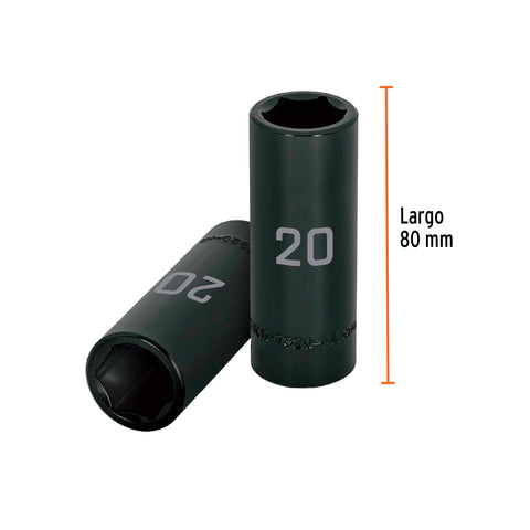 Dado largo cuadro 1/2' de impacto 6 puntas de 20 mm, Truper | D-7320-ML | 12432