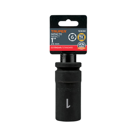 Dado largo de impacto de 1', 6 puntas, cuadro 3/4', Truper | D-7516-L | 12434