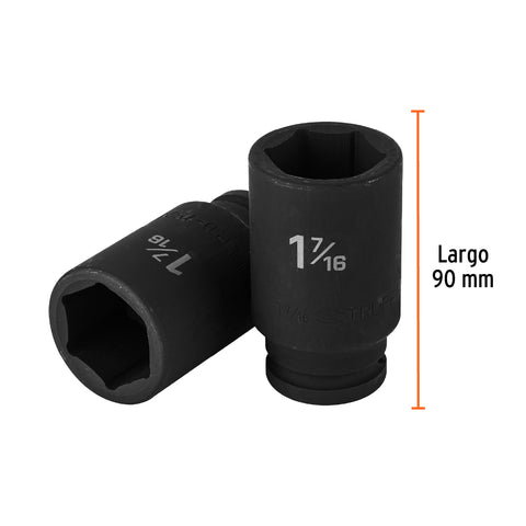 Dado largo de impacto de 1-7/16', 6 puntas, cuadro 3/4' | D-7523-L | 12441
