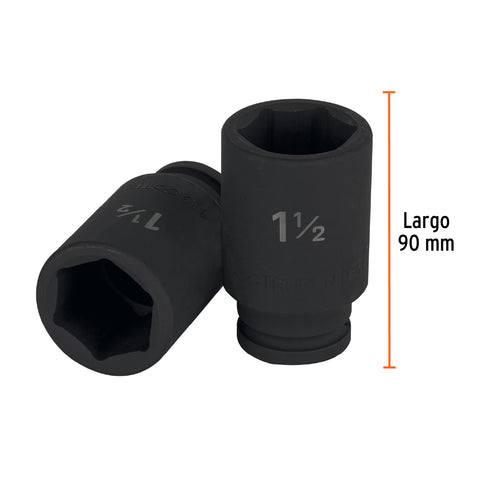Dado largo de impacto de 1-1/2', 6 puntas, cuadro 3/4' | D-7524-L | 12442