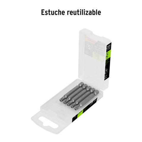 Estuche con 5 puntas torx T27 con seguro largo 2', Expert | PUDE-6227 | 12459