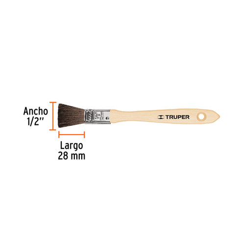 Brocha pelo de camello de 1/2' con mango de madera, TRUPER | BRT-1/2C | 12465