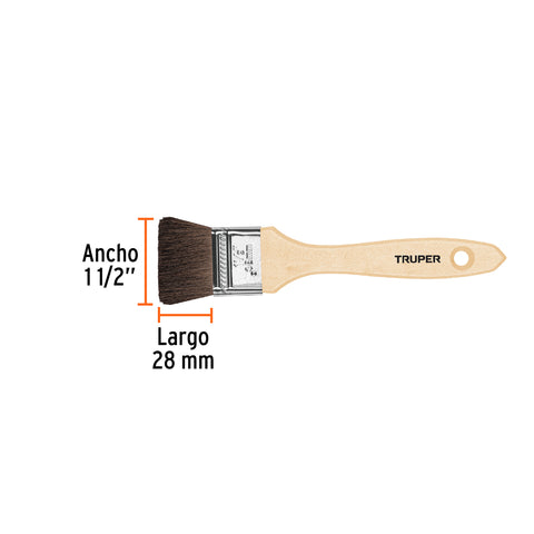 Brocha pelo de camello de 1-1/2' con mango de madera, TRUPER | BRT-1-1/2C | 12467