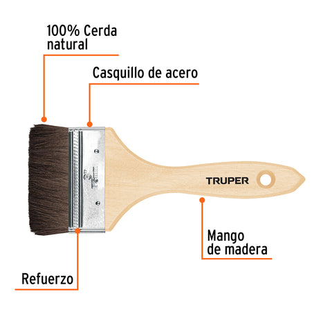 Brocha pelo de camello de 3' con mango de madera, TRUPER | BRT-3C | 12469