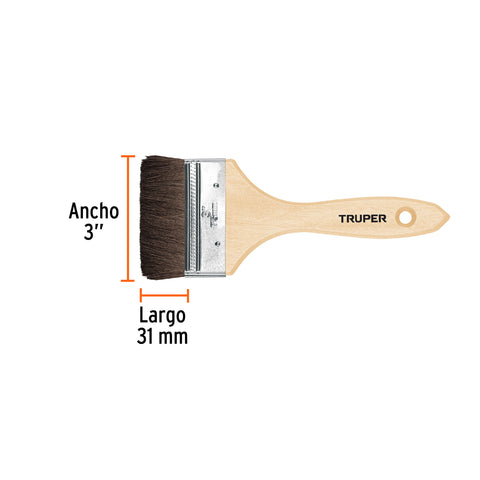 Brocha pelo de camello de 3' con mango de madera, TRUPER | BRT-3C | 12469