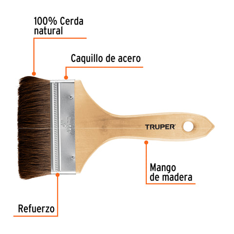 Brocha pelo de camello de 4' con mango de madera, TRUPER | BRT-4C | 12470
