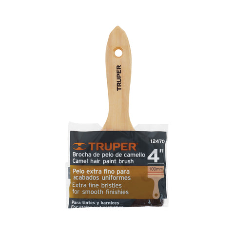 Brocha pelo de camello de 4' con mango de madera, TRUPER | BRT-4C | 12470