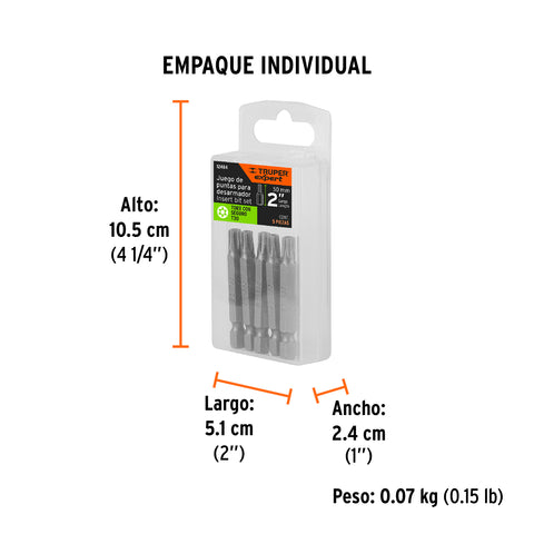 Estuche con 5 puntas torx T30 con seguro largo 2', Expert | PUDE-6230 | 12484