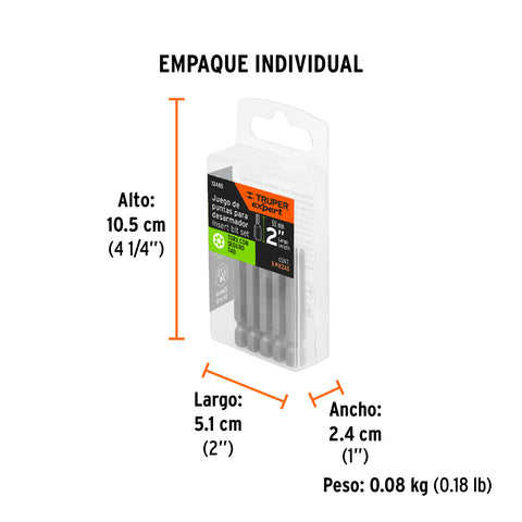 Estuche con 5 puntas torx T40 con seguro largo 2', Expert | PUDE-6240 | 12485