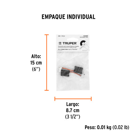 Bolsa con 2 carbones de repuesto para ESMA-9N4, TRUPER | CB-ESMA-9N4 | 12488