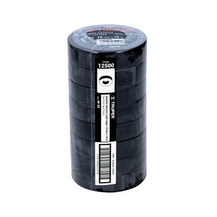 Cinta de aislar de 18 m x 19 mm, negra, Truper | M-33 | 12500