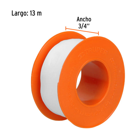 Cinta sella roscas 3/4' x 13m, uso general, TRUPER | CTF-3/4X13 | 12513