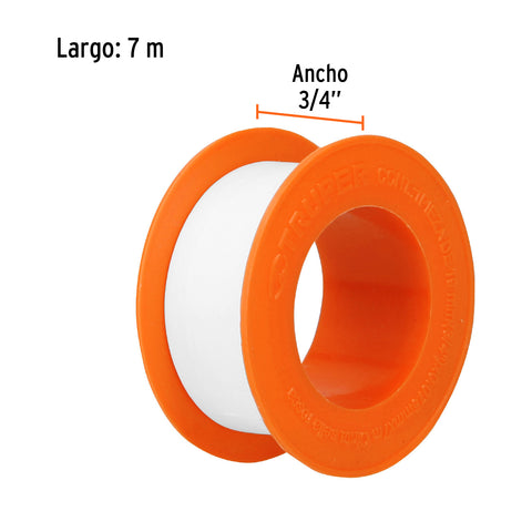 Cinta sella roscas 3/4' x 7m, uso general, TRUPER | CTF-3/4 | 12521