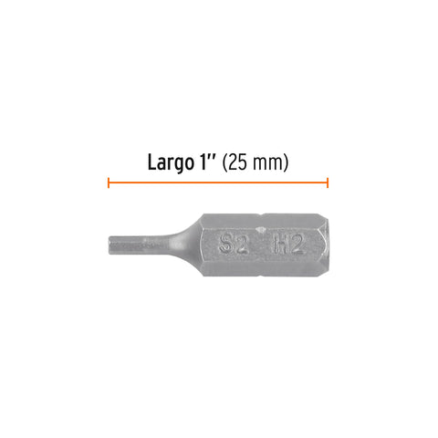 Estuche con 5 puntas hexagonales de 2 mm largo 1', Expert | PUDE-7102 | 12527