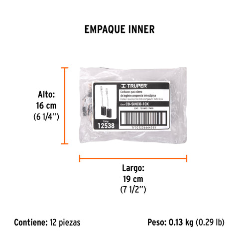Bolsa con 2 carbones de repuesto para SINCO-10X, TRUPER | CB-SINCO-10X | 12538