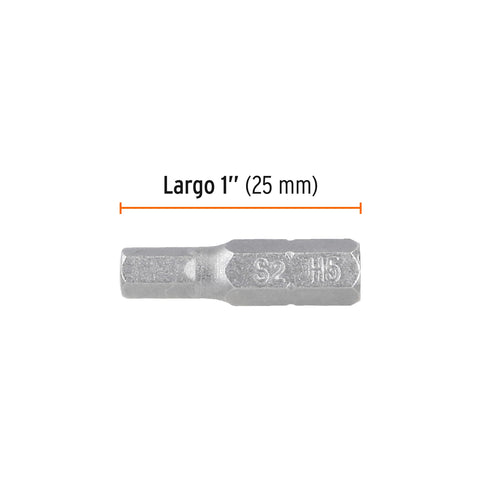Estuche con 5 puntas hexagonales de 5 mm largo 1', Expert | PUDE-7105 | 12539