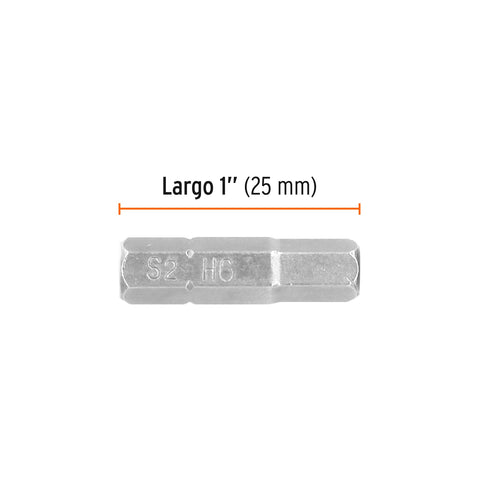 Estuche con 5 puntas hexagonales de 6 mm largo 1', Expert | PUDE-7106 | 12549