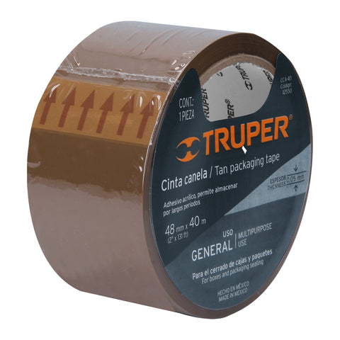 Cinta de empaque 48 mm x 40 m canela, Truper | CCA-40 | 12550