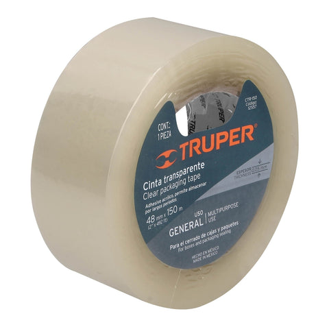 Cinta de empaque 48 mm x 150 m transparente, Truper | CTR-150 | 12557