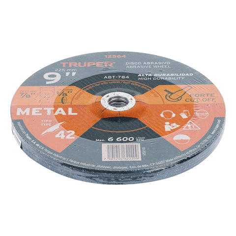 Disco Tipo 42 de 9' x 3.2 mm para corte de metal, Truper | ABT-784 | 12564