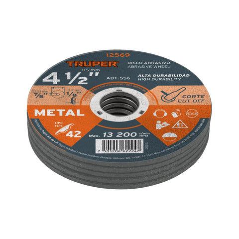 Disco Tipo 42 de 4-1/2' x 3.2 mm para corte de metal, Truper | ABT-556 | 12569