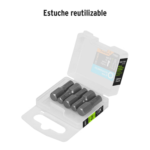 Estuche con 5 puntas hexagonales de 8 mm largo 1', Expert | PUDE-7108 | 12577