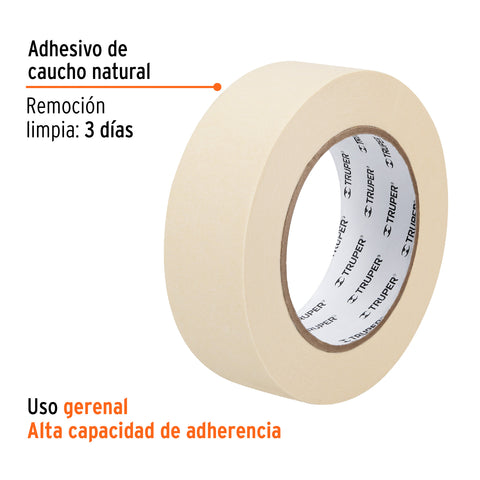 Cinta masking tape de 1-1/2' x 50 m, Truper | MSK-1-1/2 | 12592