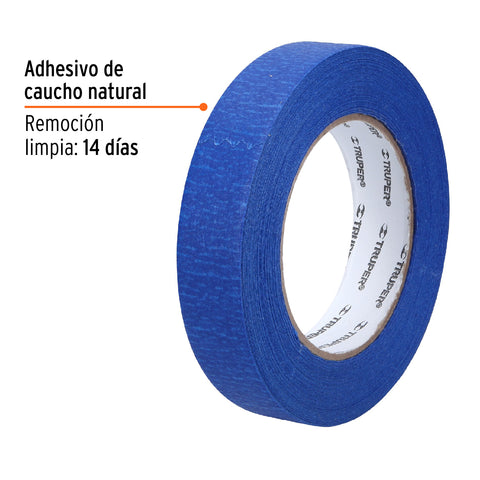 Cinta masking tape azul de 1' x 50 m para pintor, Truper | MSK-1A | 12622