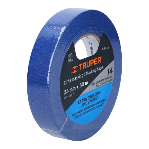 Cinta masking tape azul de 1' x 50 m para pintor, Truper | MSK-1A | 12622