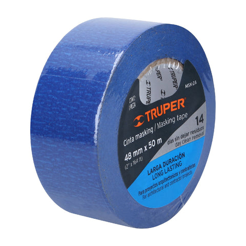 Cinta masking tape azul de 2' x 50 m para pintor, Truper | MSK-2A | 12624