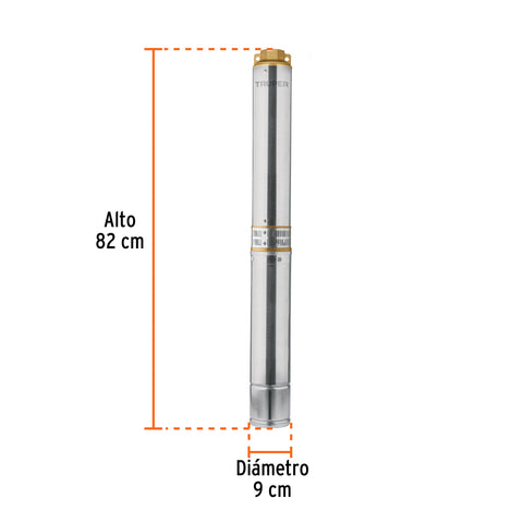 Bomba sumergible tipo bala, 1-1/2HP, uso agrícola, TRUPER | BOS-1-1/2LM | 12626
