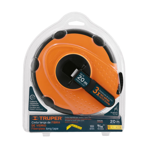 Cinta métrica larga 20m fibra de vidrio, carcasa plástica | TP20ME | 12638